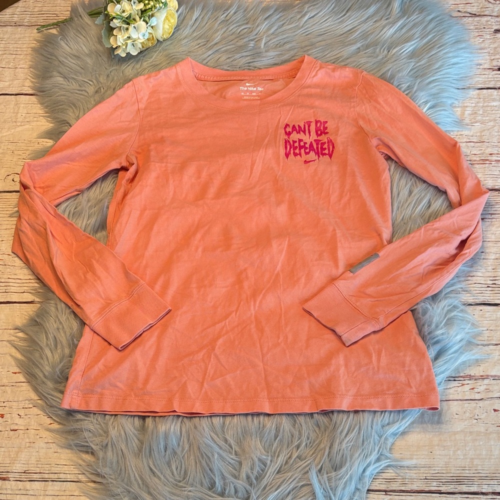 Nike Fly The Nike Tee Can’t Be Defeated Orange Long Sleeve Tee sz XS